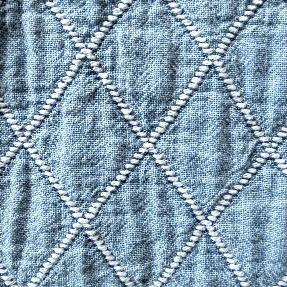 Sandro Quilted Denim Mini Skirt, Front Zip, light blue, A-line, 34 (XS), EUC - Picture 12 of 14